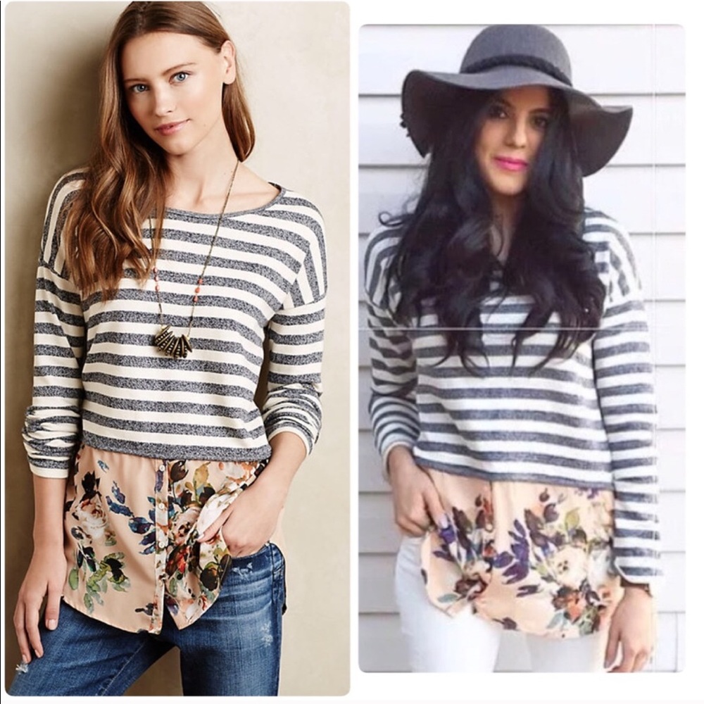 Anthropologie post mark layered striped sweater